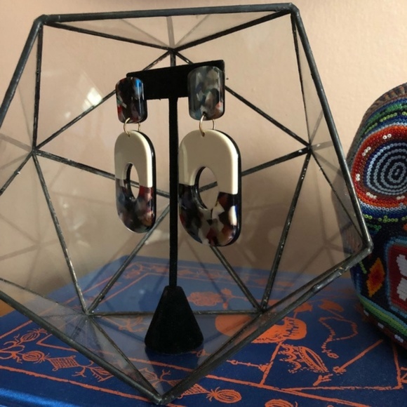 Costume Baldor Half Dip Lucite Acrylic Dangle Drop Color Block Ea - Picture 6 of 8